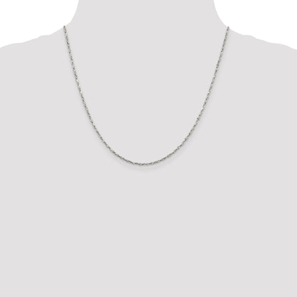 20 Inch Sterling Silver 1.8mm Twisted Serpentine Chain Necklace