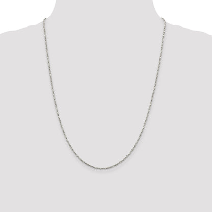 24 Inch Sterling Silver 1.8mm Twisted Serpentine Chain Necklace
