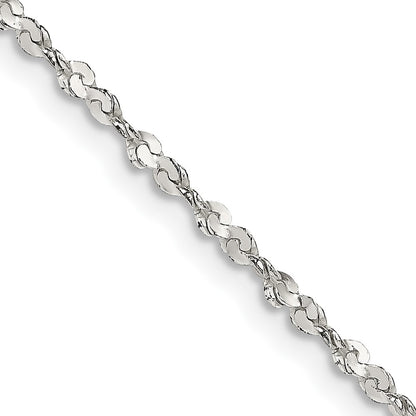 24 Inch Sterling Silver 1.8mm Twisted Serpentine Chain Necklace