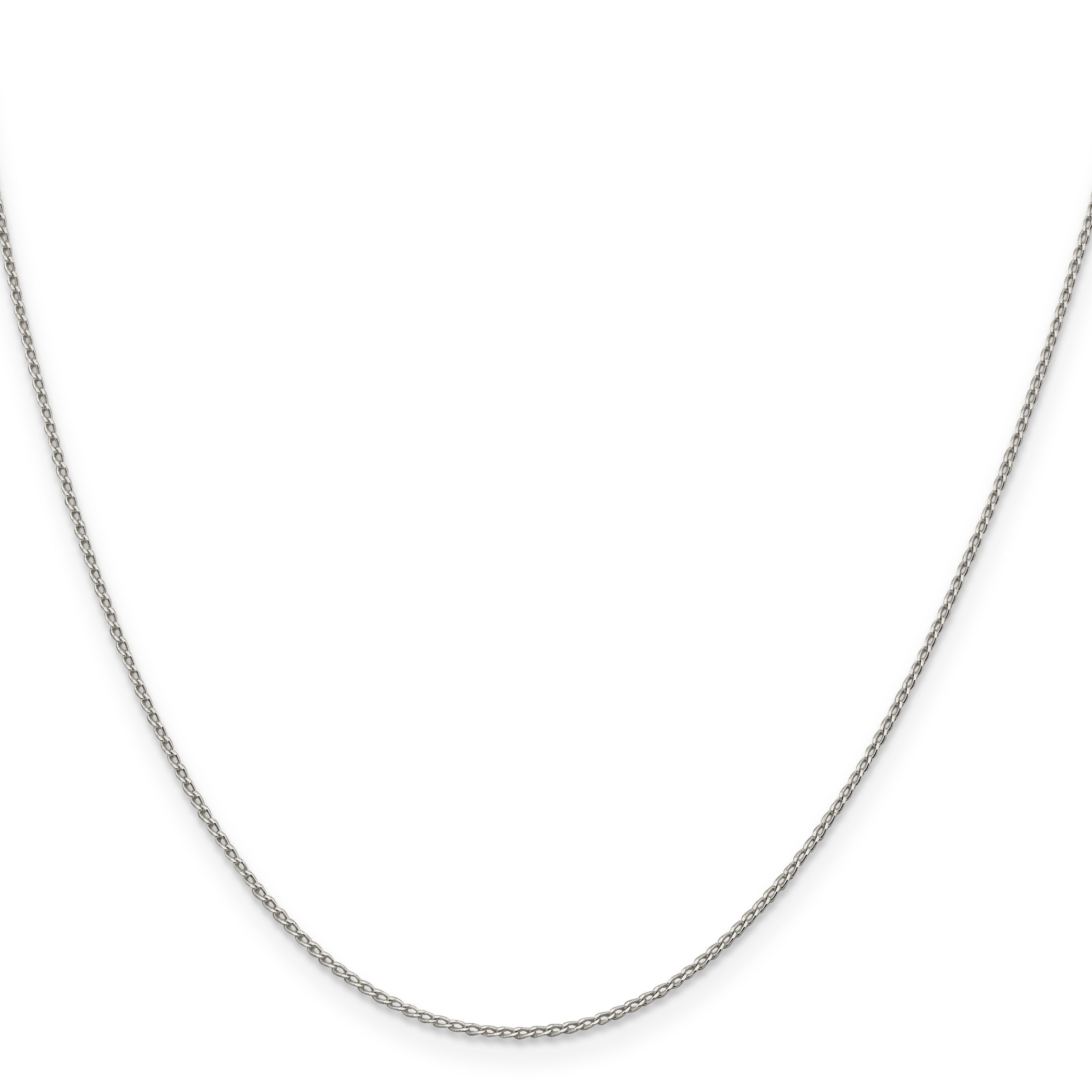 20 Inch Sterling Silver 1mm Open Elongated Link Curb Chain