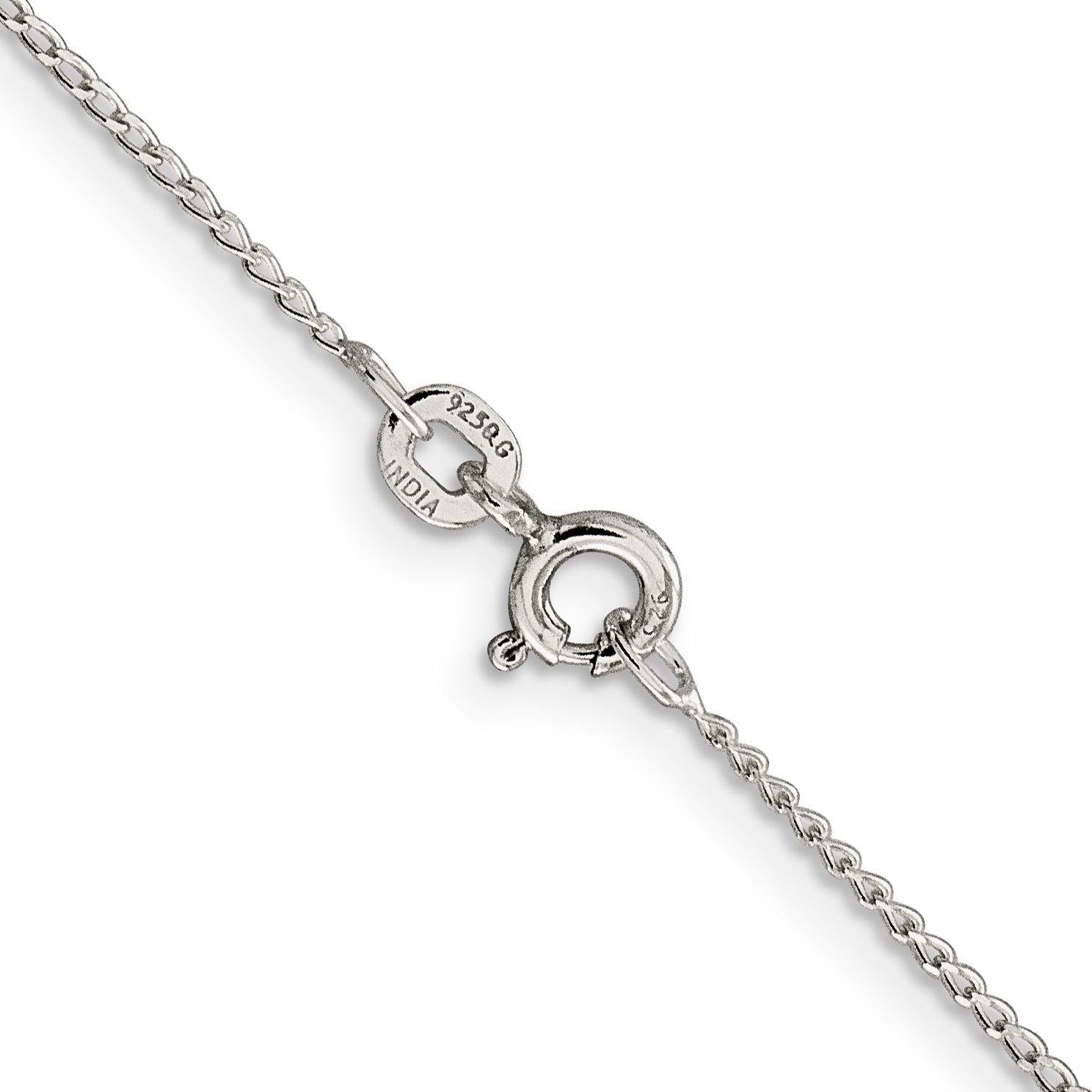 22 Inch Sterling Silver 1mm Open Elongated Link Curb Chain