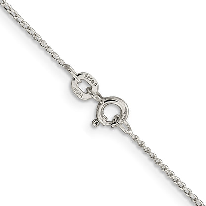 18 Inch Sterling Silver 1mm Open Elongated Link Curb Chain