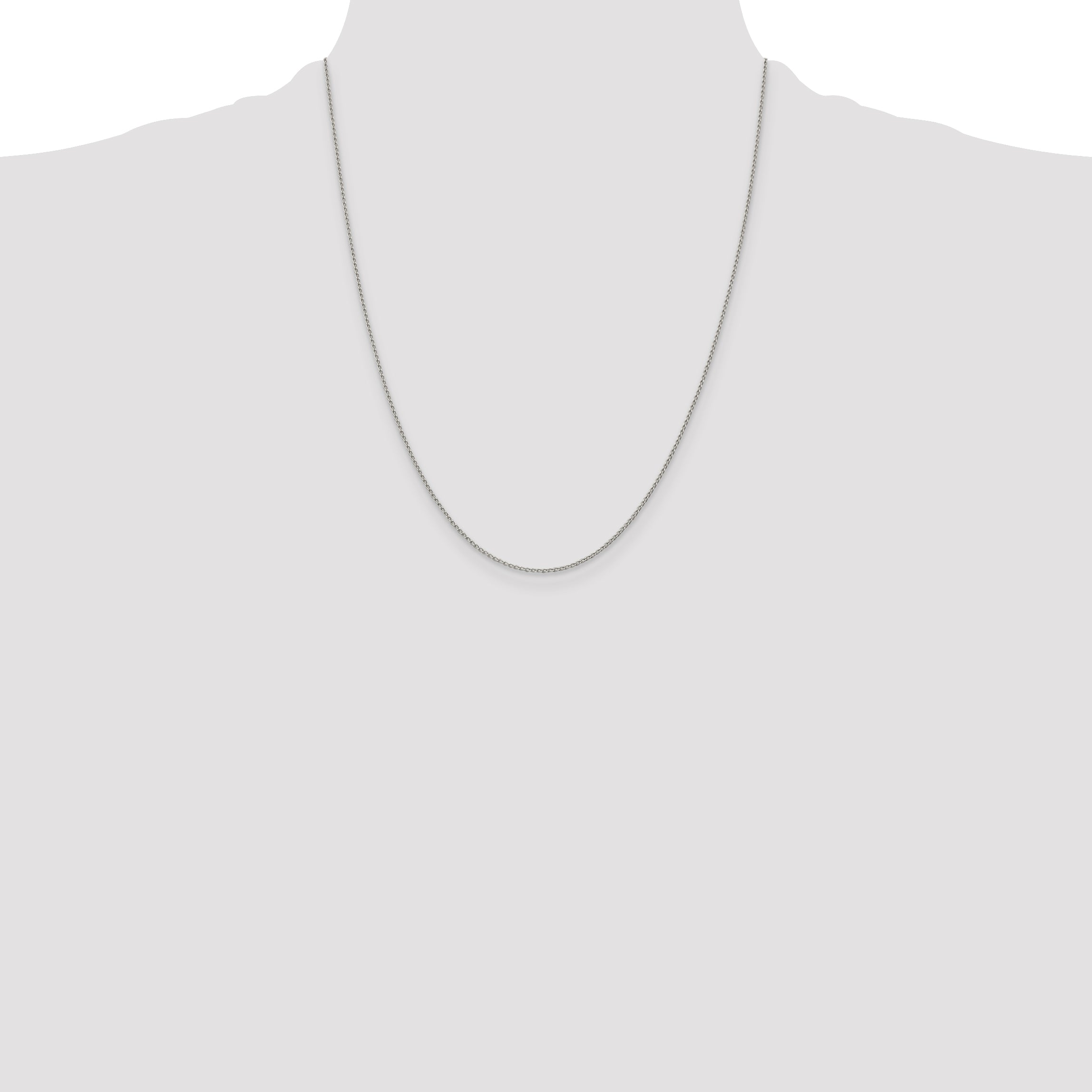 22 Inch Sterling Silver 1mm Open Elongated Link Curb Chain