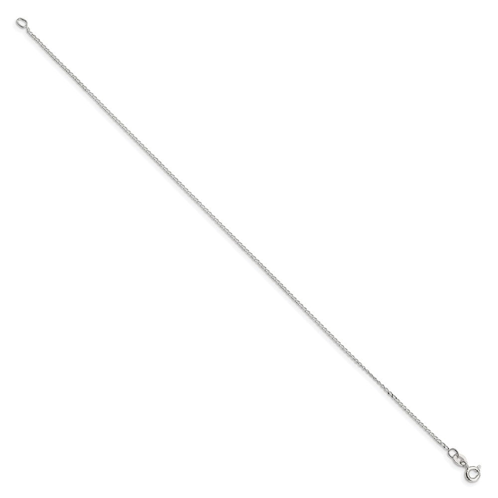 10 Inch Sterling Silver 1mm Open Elongated Link Curb Chain Anklet