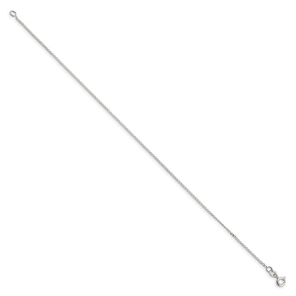 10 Inch Sterling Silver 1mm Open Elongated Link Curb Chain Anklet