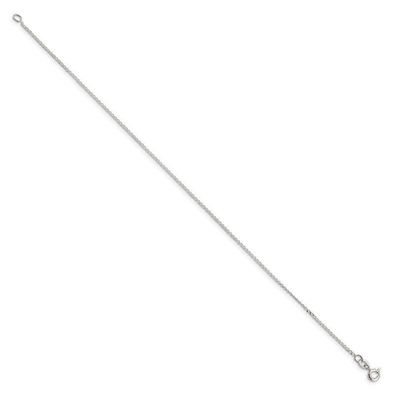10 Inch Sterling Silver 1mm Open Elongated Link Curb Chain Anklet