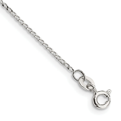 10 Inch Sterling Silver 1mm Open Elongated Link Curb Chain Anklet