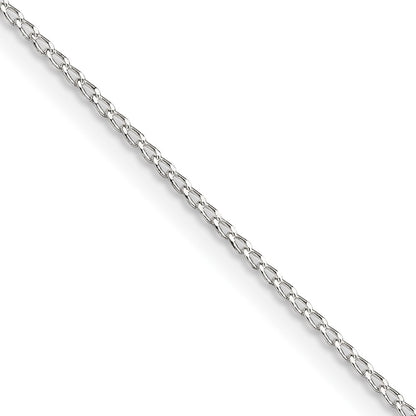 24 Inch Sterling Silver 1mm Open Elongated Link Curb Chain Necklace