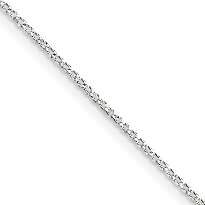 24 Inch Sterling Silver 1mm Open Elongated Link Curb Chain Necklace