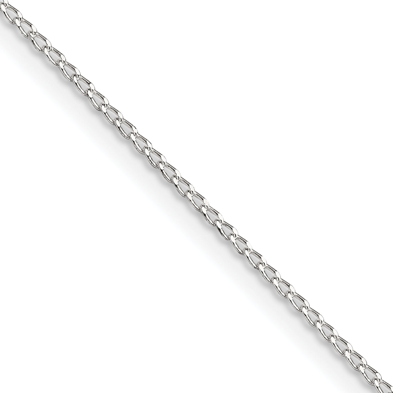 24 Inch Sterling Silver 1mm Open Elongated Link Curb Chain