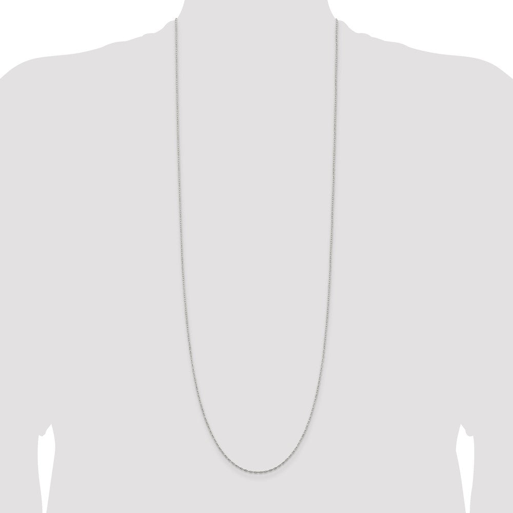 36 Inch Sterling Silver 1.4mm Flat Oval Cable Chain Necklace