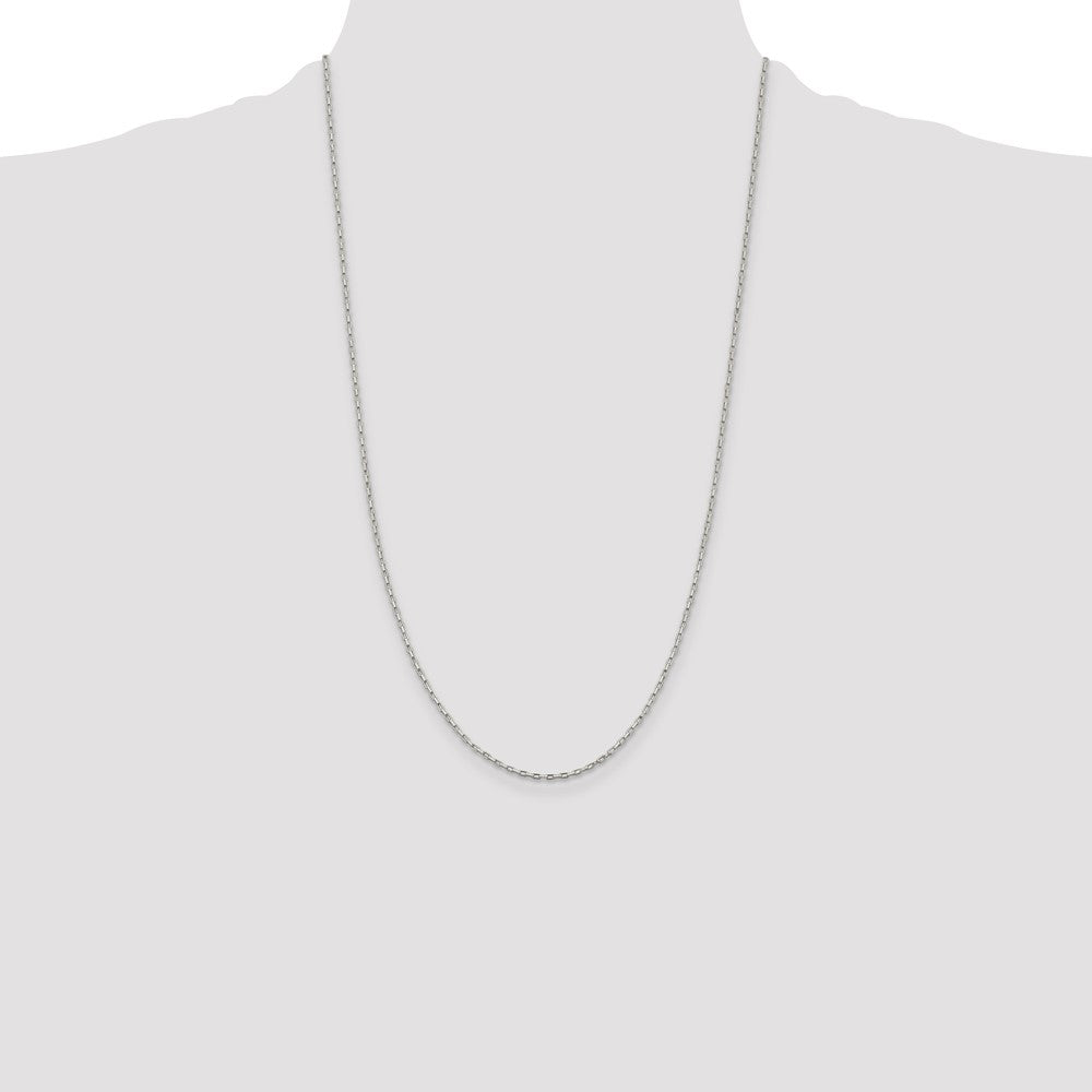 26 Inch Sterling Silver 1.3mm Elongated Box Chain Necklace
