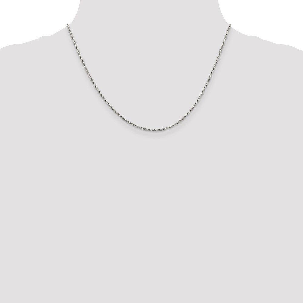 18 Inch Sterling Silver 1.35mm Twisted Box Chain Necklace