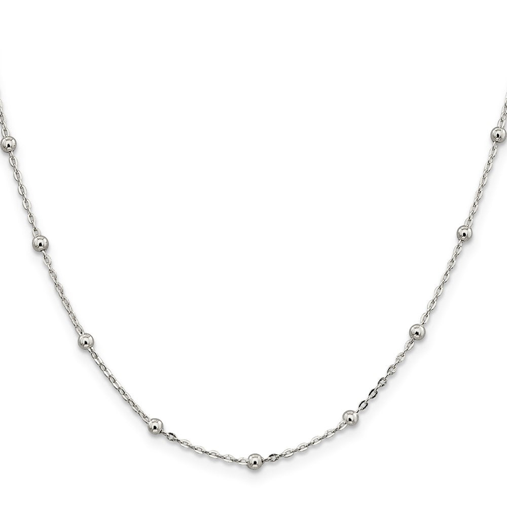 20 Inch Sterling Silver 1.3mm Fancy Beaded Chain Necklace