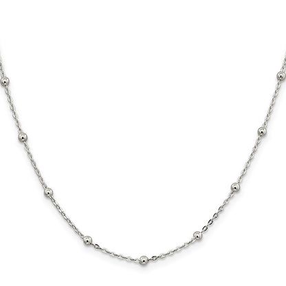 20 Inch Sterling Silver 1.3mm Fancy Beaded Chain Necklace