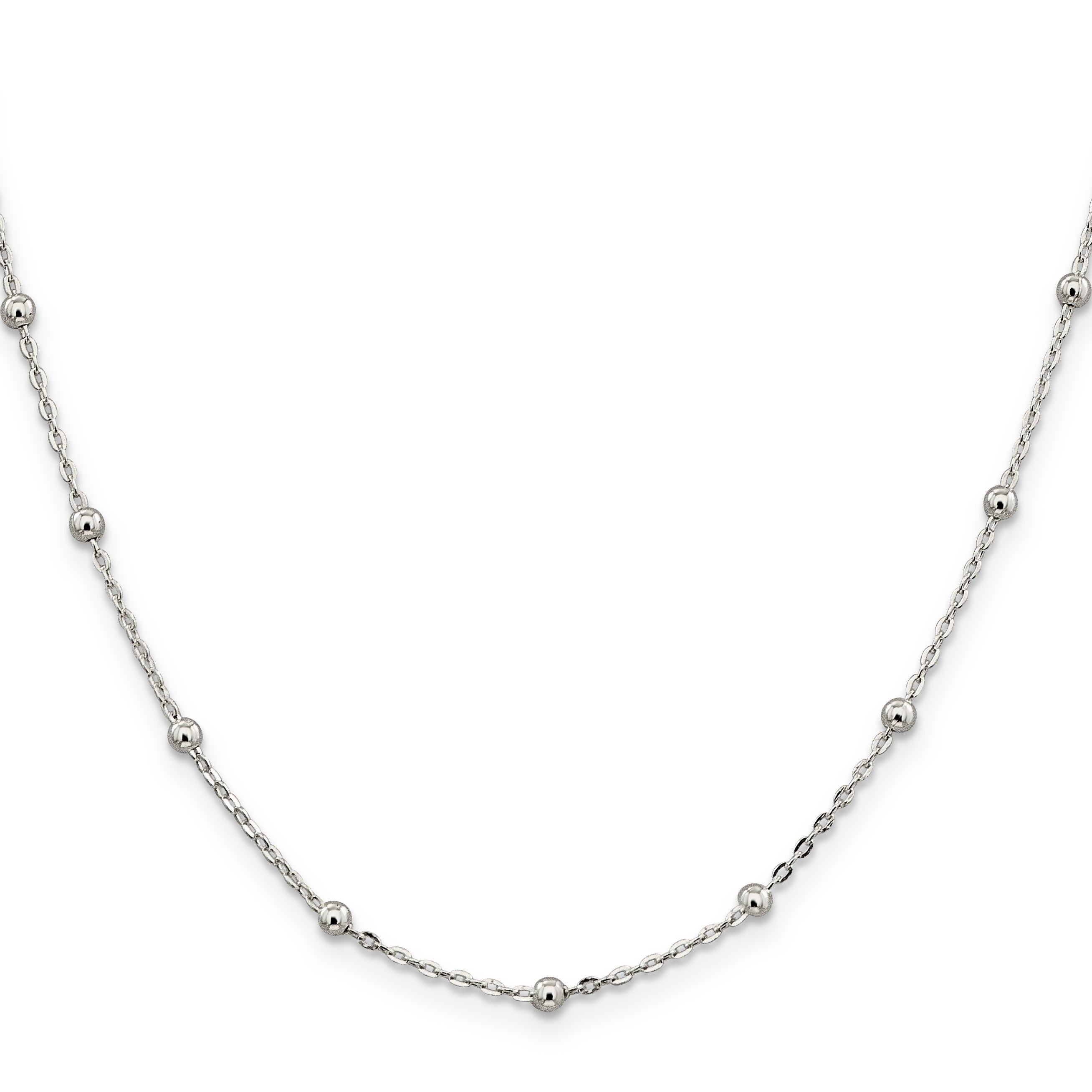 24 Inch Sterling Silver 1.3mm Fancy Beaded Chain