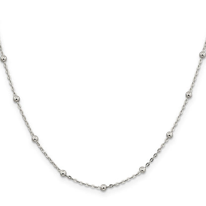 24 Inch Sterling Silver 1.3mm Fancy Beaded Chain
