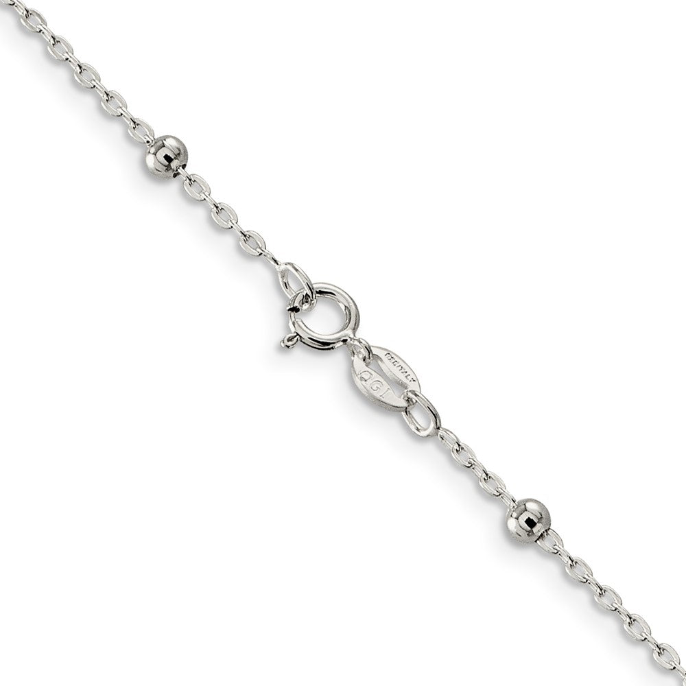 20 Inch Sterling Silver 1.3mm Fancy Beaded Chain Necklace