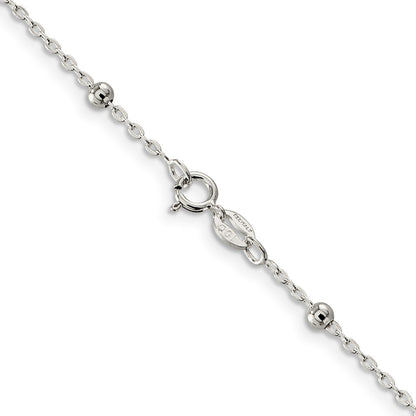 20 Inch Sterling Silver 1.3mm Fancy Beaded Chain Necklace