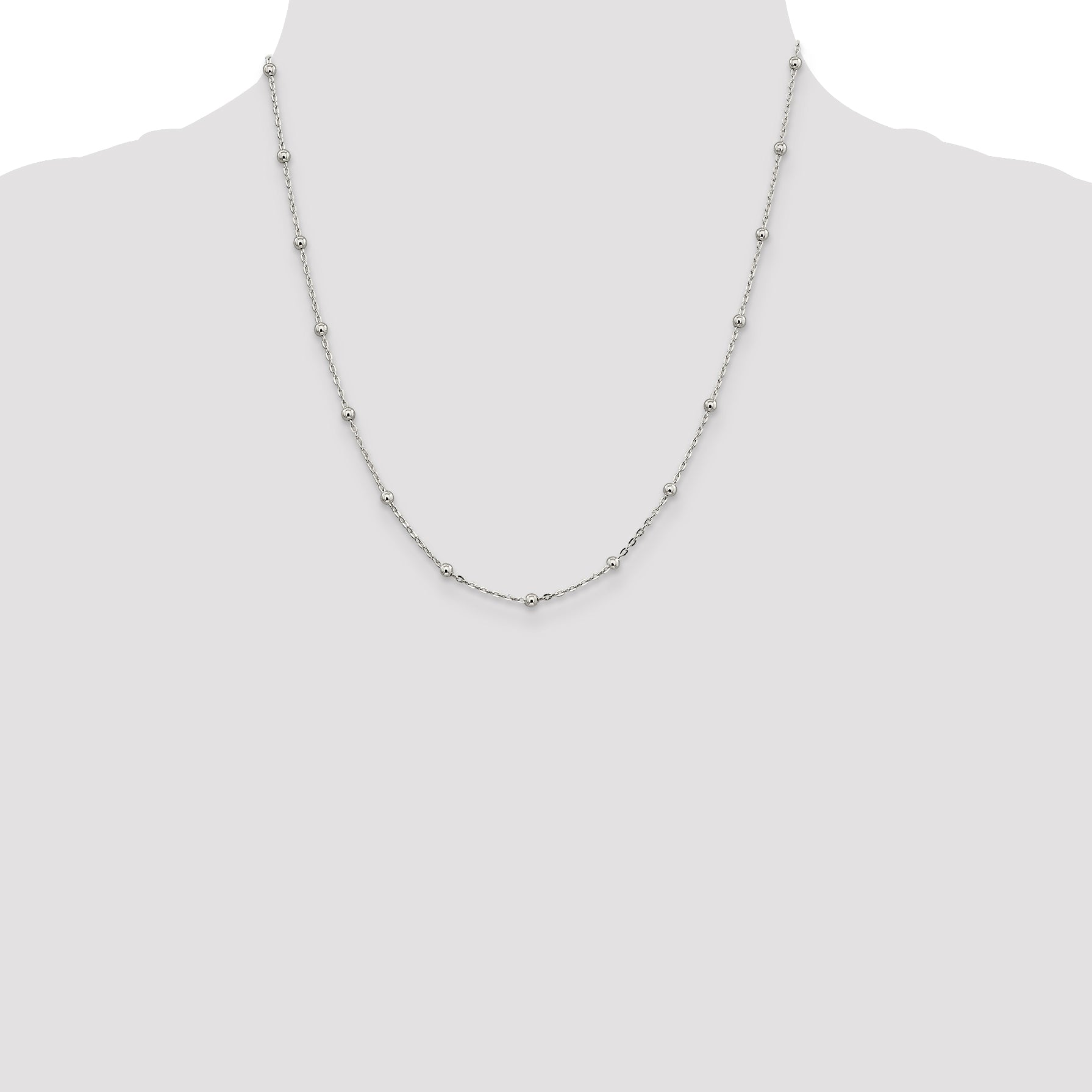 20 Inch Sterling Silver 1.3mm Fancy Beaded Chain