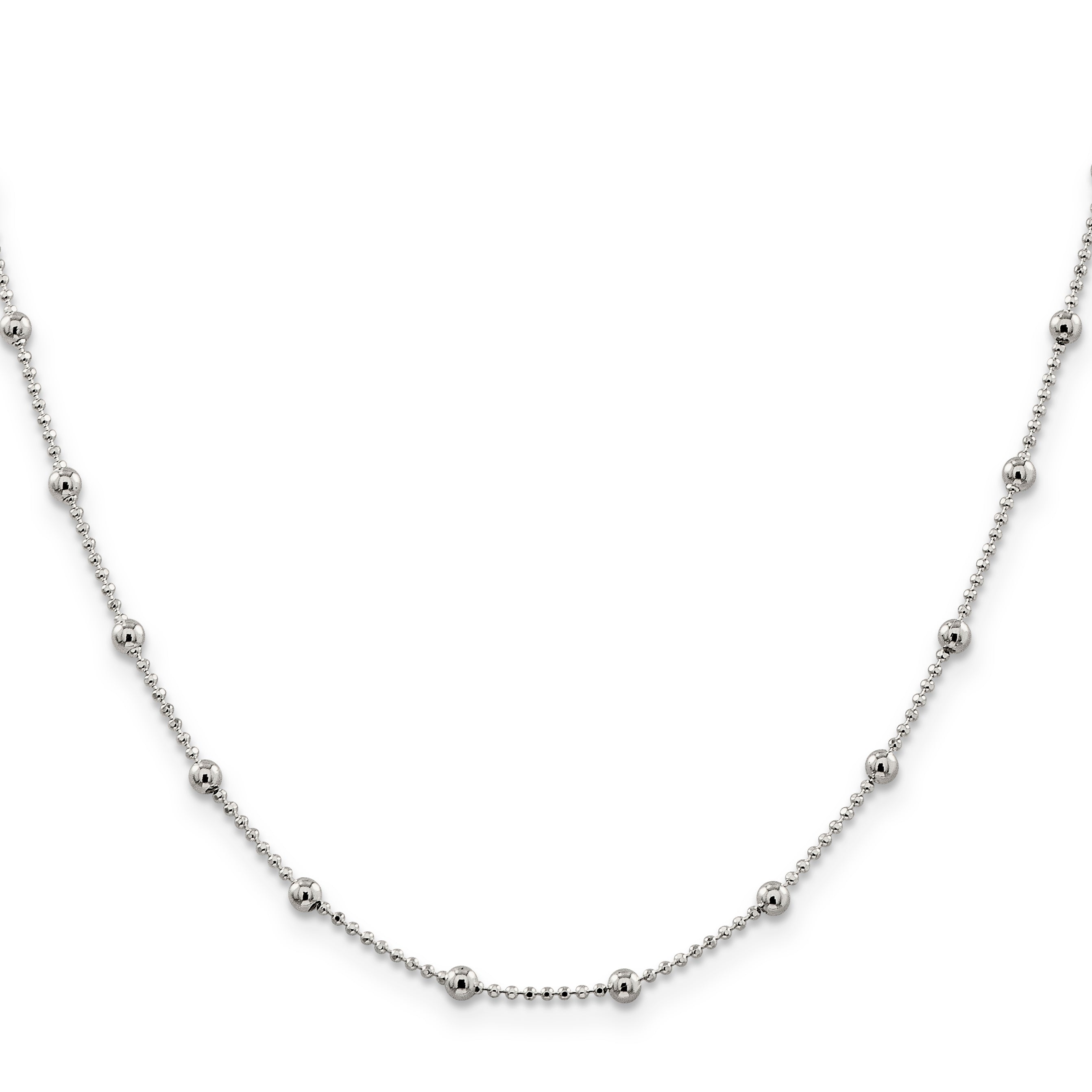 24 Inch Sterling Silver 1.15mm Diamond-Cut Fancy Beaded Chain