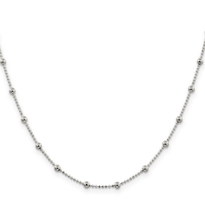24 Inch Sterling Silver 1.15mm Diamond-Cut Fancy Beaded Chain