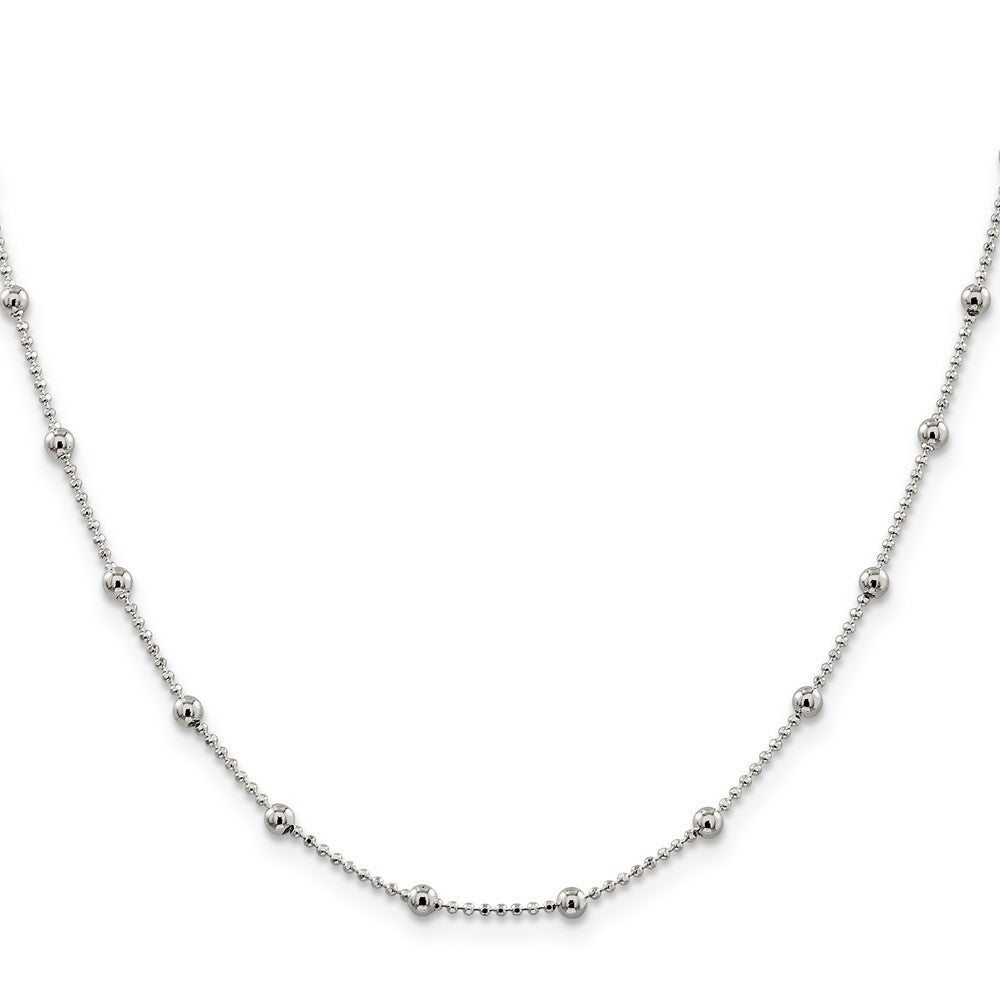 24 Inch Sterling Silver 1.15mm Diamond-Cut Fancy Beaded Chain Necklace