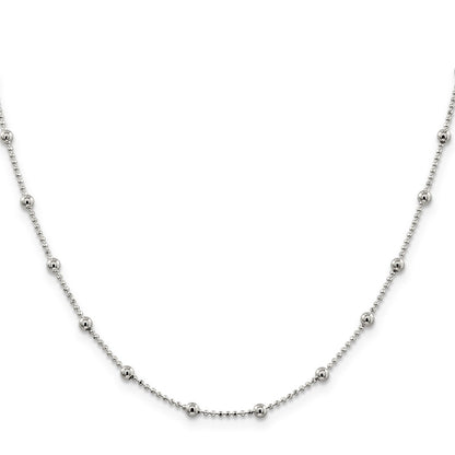 24 Inch Sterling Silver 1.15mm Diamond-Cut Fancy Beaded Chain Necklace
