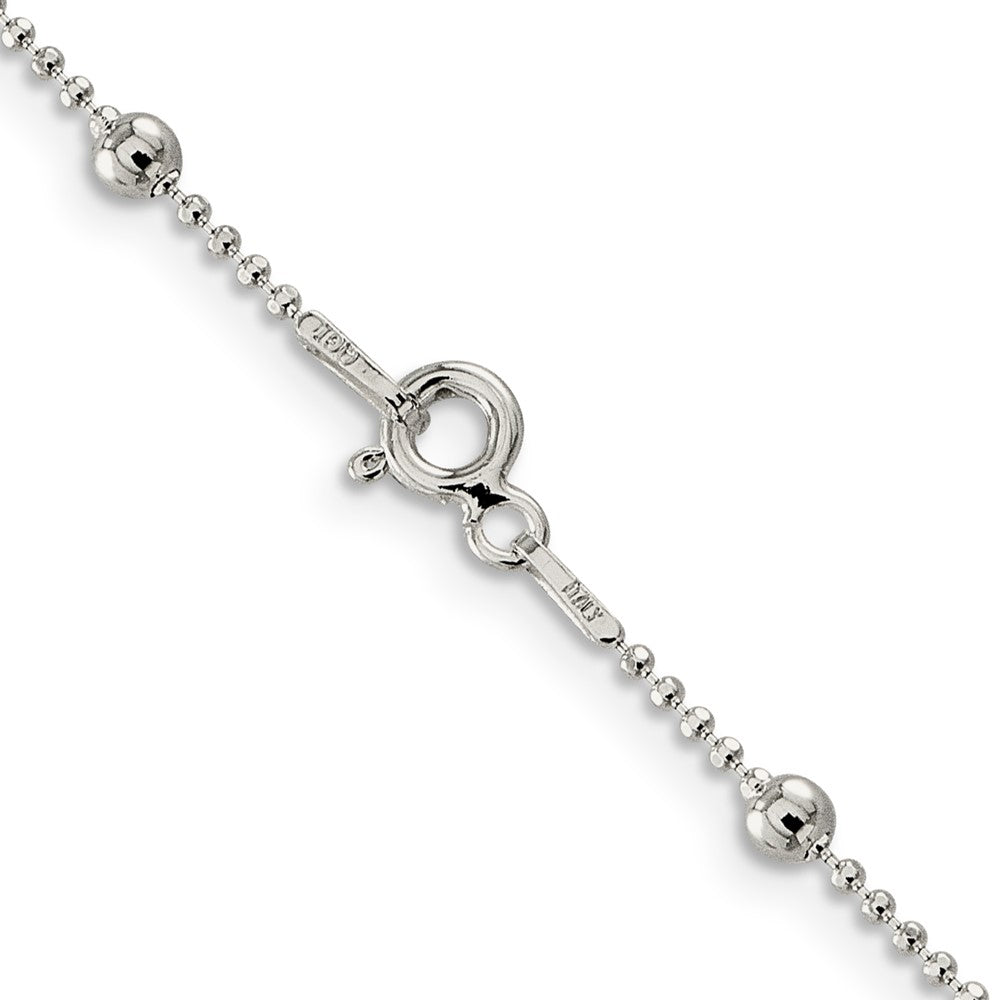 18 Inch Sterling Silver 1.15mm Diamond-Cut Fancy Beaded Chain Necklace