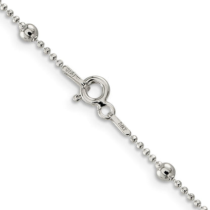 18 Inch Sterling Silver 1.15mm Diamond-Cut Fancy Beaded Chain Necklace