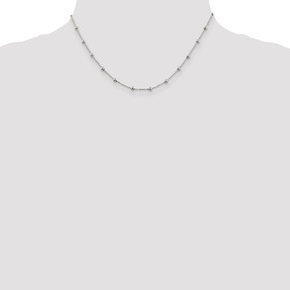 16 Inch Sterling Silver 1.15mm Diamond-Cut Fancy Beaded Chain