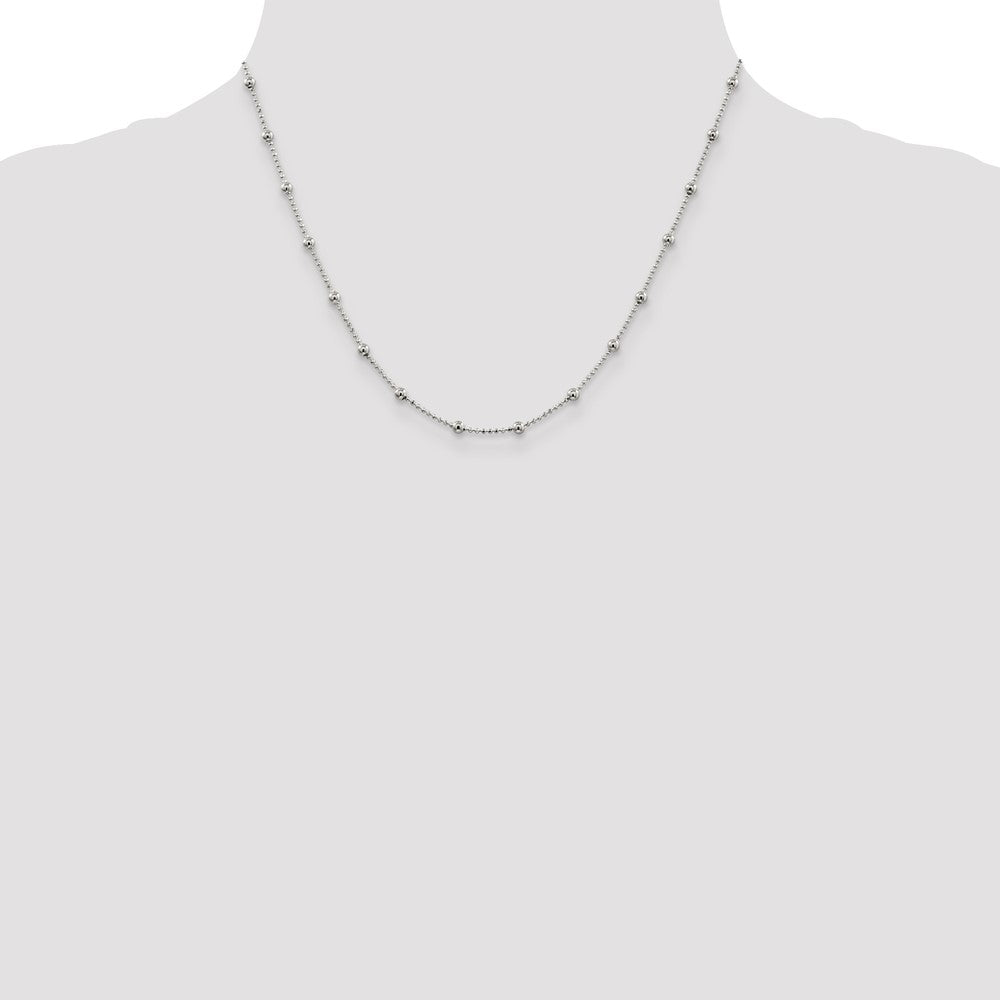 18 Inch Sterling Silver 1.15mm Diamond-Cut Fancy Beaded Chain Necklace