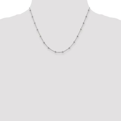 18 Inch Sterling Silver 1.15mm Diamond-Cut Fancy Beaded Chain Necklace
