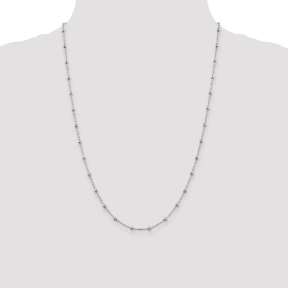 24 Inch Sterling Silver 1.15mm Diamond-Cut Fancy Beaded Chain