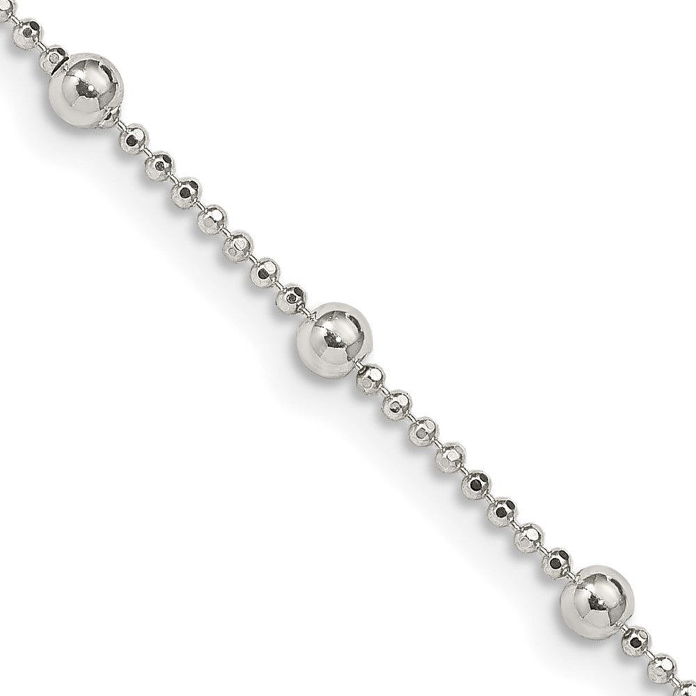 18 Inch Sterling Silver 1.15mm Diamond-Cut Fancy Beaded Chain Necklace