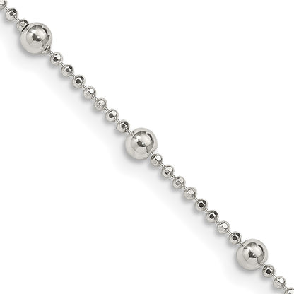 18 Inch Sterling Silver 1.15mm Diamond-Cut Fancy Beaded Chain Necklace
