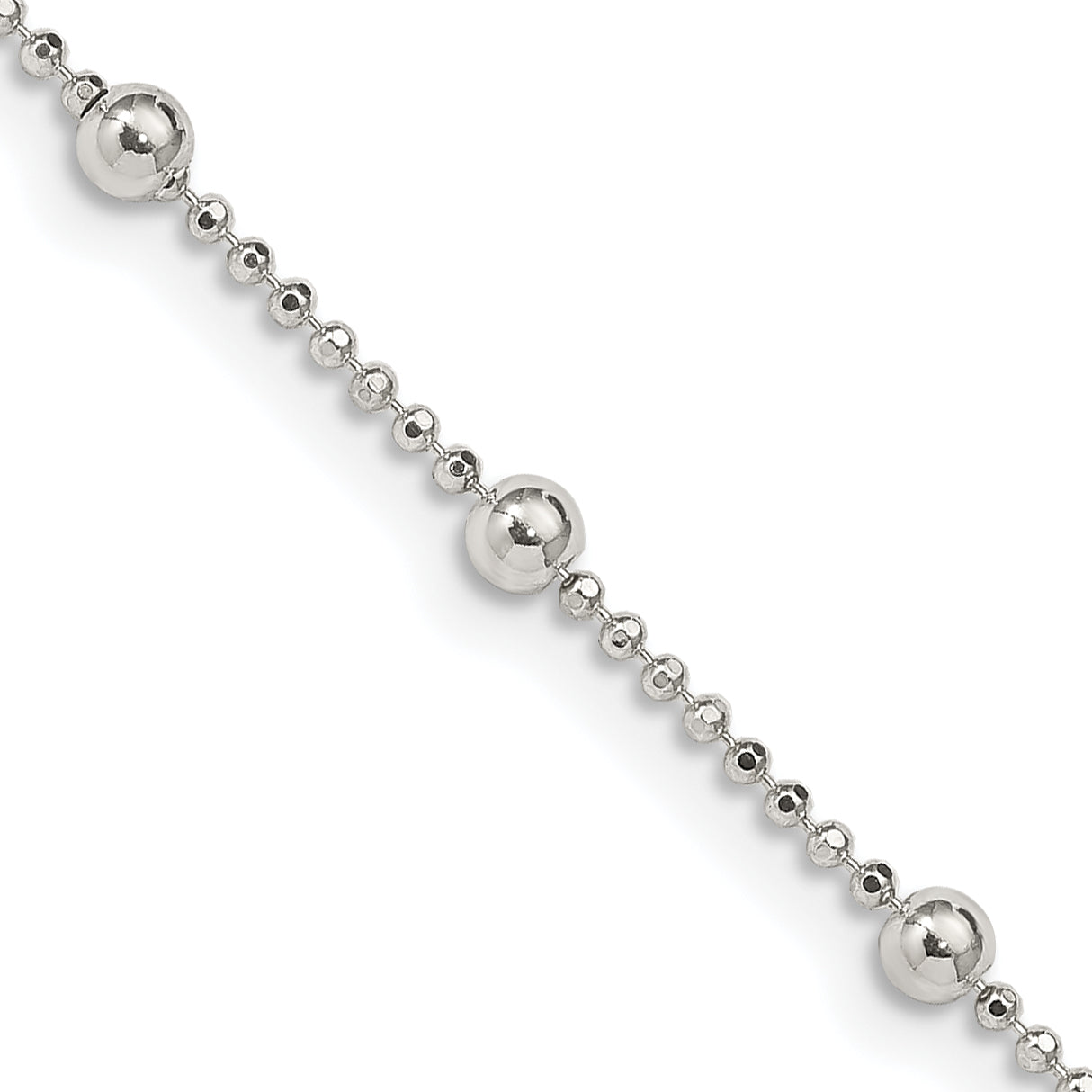 24 Inch Sterling Silver 1.15mm Diamond-Cut Fancy Beaded Chain