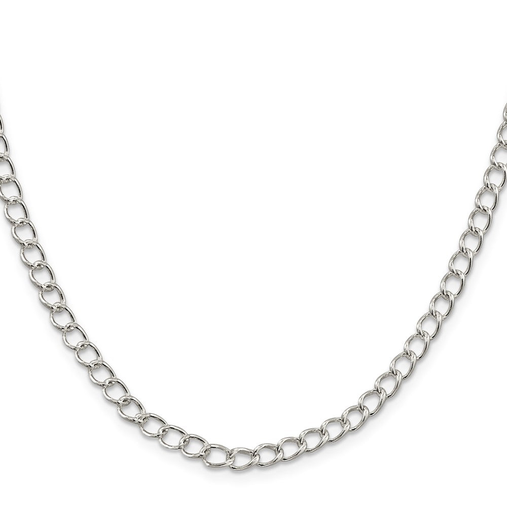 20 Inch Sterling Silver 4.5mm Half Round Wire Open Curb Chain Necklace