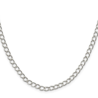 20 Inch Sterling Silver 4.5mm Half Round Wire Open Curb Chain Necklace