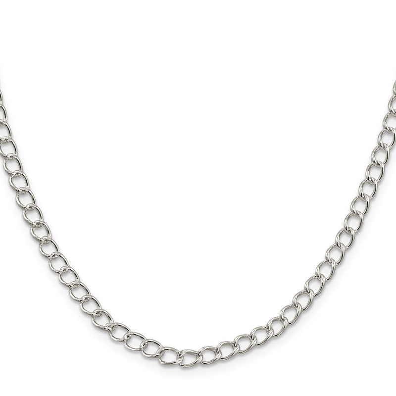 20 Inch Sterling Silver 4.5mm Half Round Wire Open Curb Chain Necklace