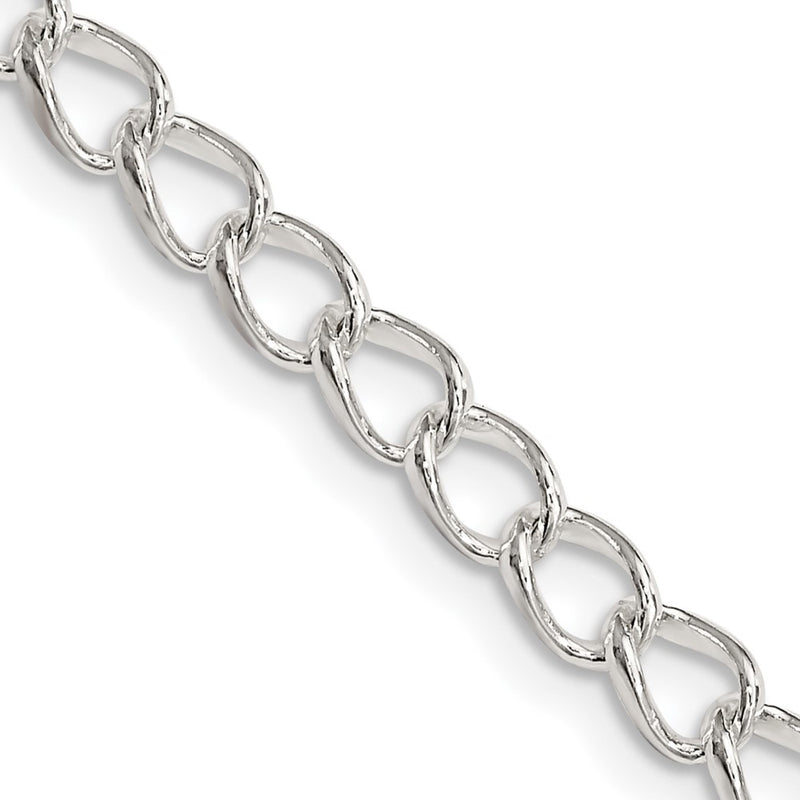 20 Inch Sterling Silver 4.5mm Half Round Wire Open Curb Chain Necklace