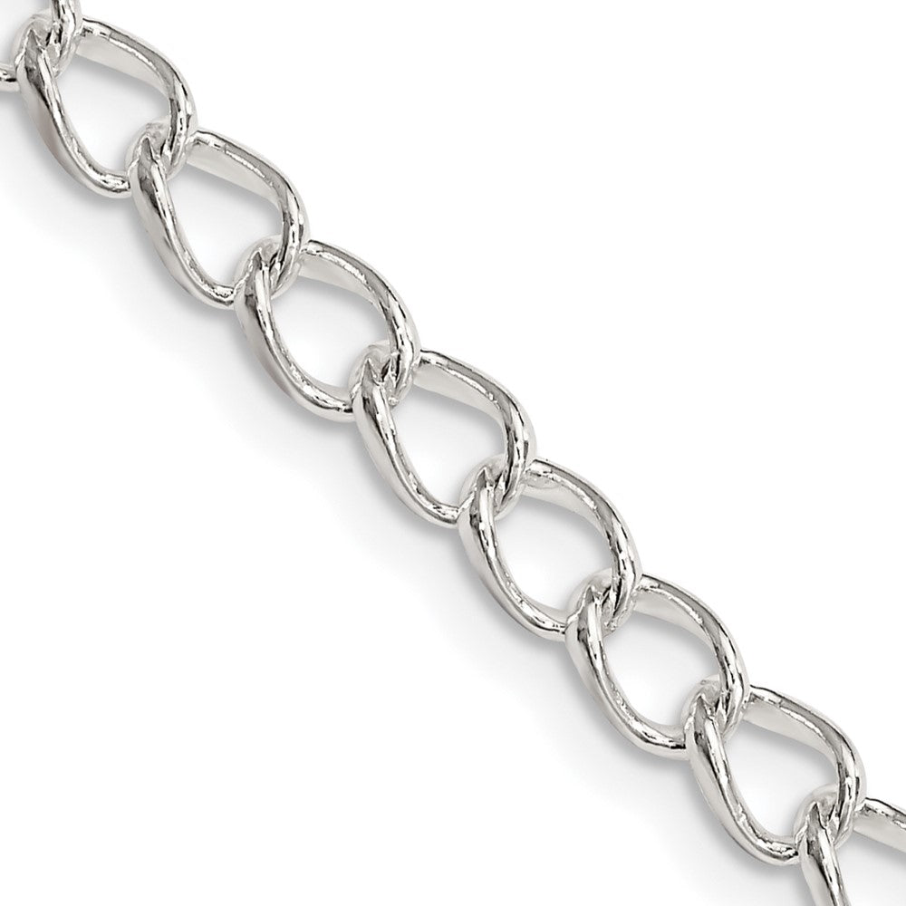 18 Inch Sterling Silver 4.5mm Half Round Wire Open Curb Chain Necklace
