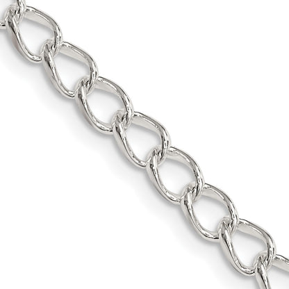 18 Inch Sterling Silver 4.5mm Half Round Wire Open Curb Chain Necklace