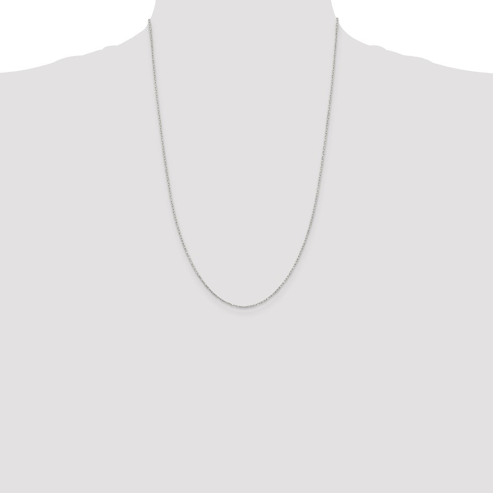24 Inch Sterling Silver 1mm Diamond-Cut Long Link Cable Chain Necklace