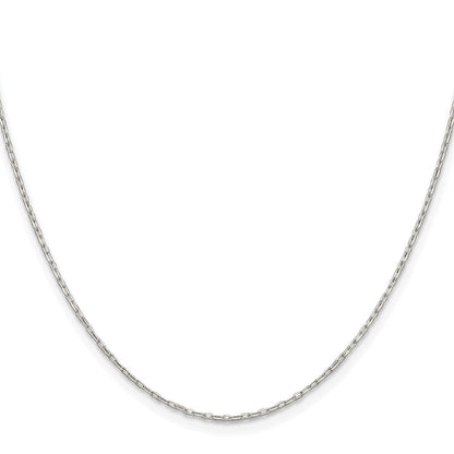 Sterling Silver Rhodium-Plated 1mm Diamond-Cut Long Link Cable Chain w/2in