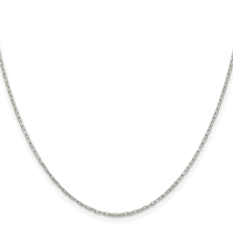 Sterling Silver Rhodium-Plated 1mm Diamond-Cut Long Link Cable Chain w/2in