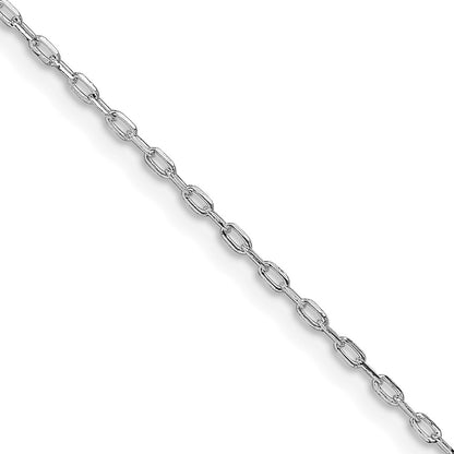 Sterling Silver Rhodium-Plated 1mm Diamond-Cut Long Link Cable Chain