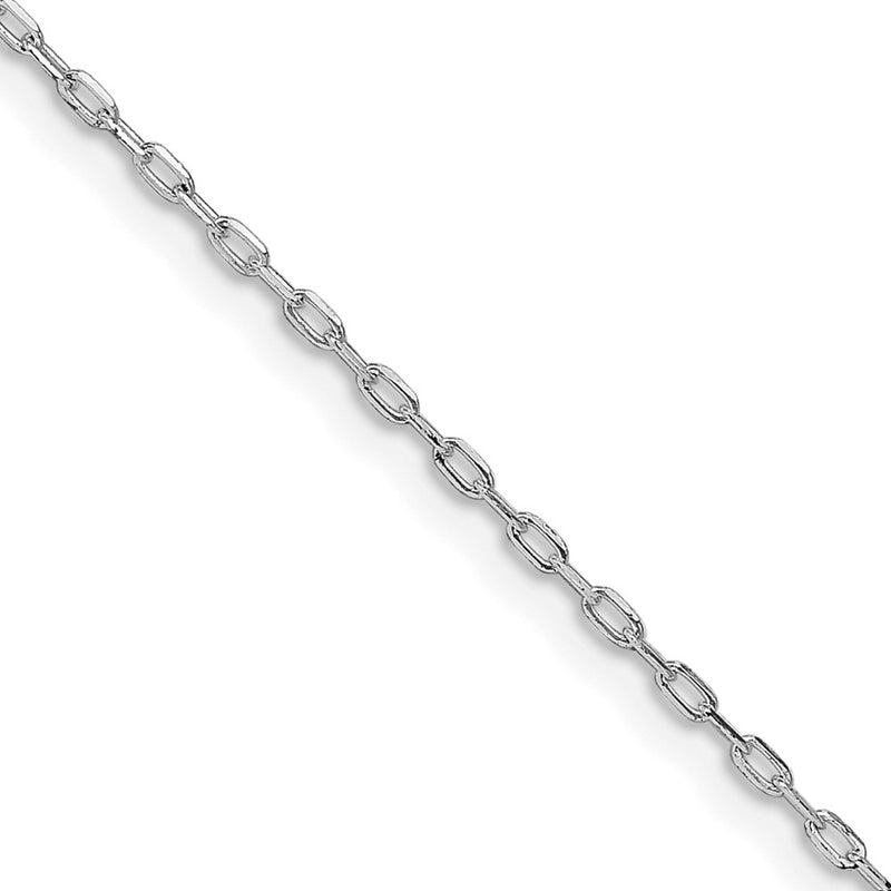 Sterling Silver Rhodium-Plated 1mm Diamond-Cut Long Link Cable Chain w/2in
