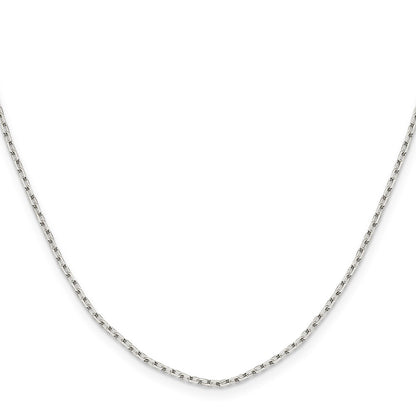 16 Inch Sterling Silver 1.65mm Diamond-Cut Long Link Cable Chain Necklace