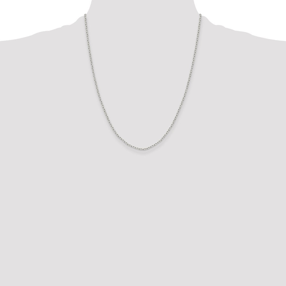 22 Inch Sterling Silver 1.65mm Diamond-Cut Long Link Cable Chain Necklace